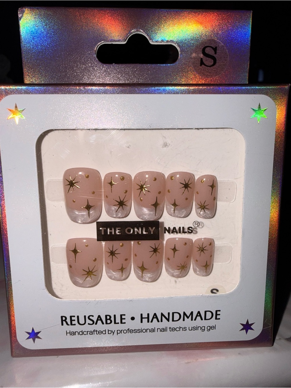 The Only Nails Reusable Handmade Gold Star Accent Press-On Nails